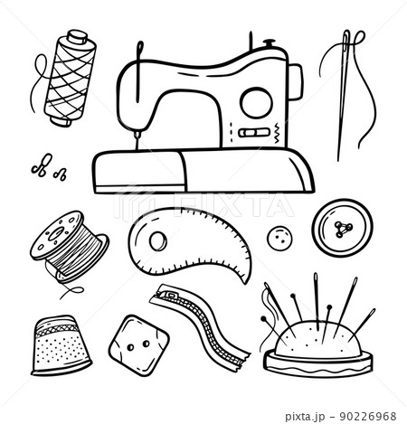 Needlework sewing knitting a large set of Hand made elements Vector illustration on a white background Needlework sewing knitting a large set of Hand made elements Vector illustration on a white background 90226968
