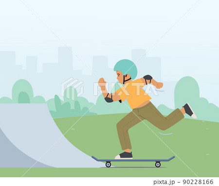 Youth Urban Culture and Children Activity on Street, Skateboarding Extreme Sport, Boy in Skate Park or Rollerdrome Youth Urban Culture and Children Activity on Street, Skateboarding Extreme Sport, Boy in Skate Park or Rollerdrome 90228166