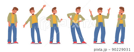Set of Different Kid Emotions, Teen Boy Facial Expression, Sad, Happy, Angry, Confident, Bored Feelings. Kid Expressions Set of Different Kid Emotions, Teen Boy Facial Expression, Sad, Happy, Angry, Confident, Bored Feelings. Kid Expressions 90229031