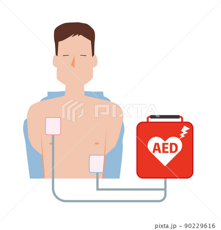 AEDで処置を行うイメージのイラスト 90229616