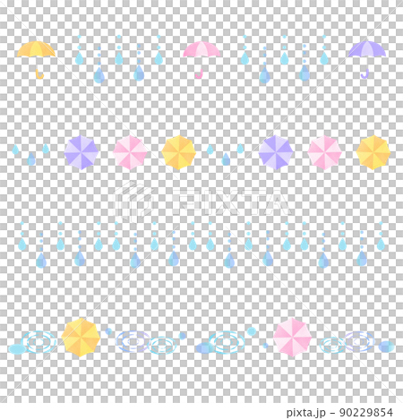 Umbrella and rain ruled line set 90229854