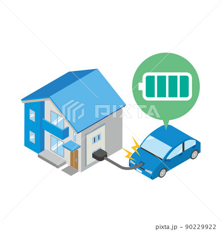 電気自動車の家庭での充電イメージ 電気自動車の家庭での充電イメージ 90229922