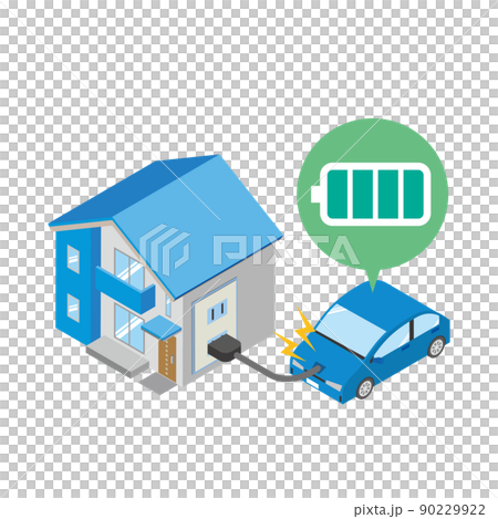 電気自動車の家庭での充電イメージ 電気自動車の家庭での充電イメージ 90229922