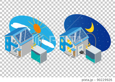 家庭用蓄電池のイメージのイラスト素材