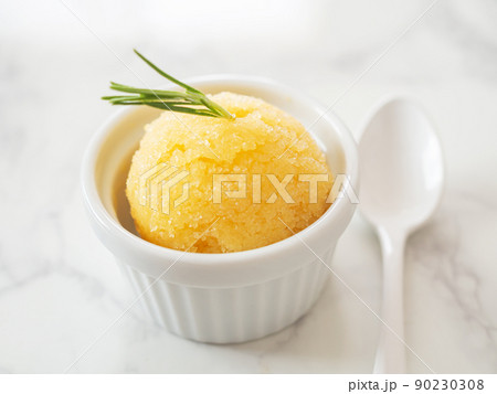 グラスに入ったオレンジソルベ 90230308