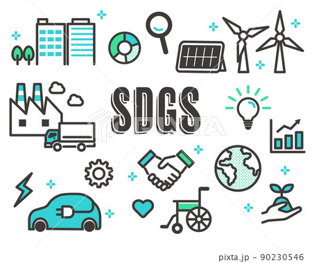 脱炭素やSDGsに関するアイコンのベクターイラスト素材／エコ／サステナブル 90230546