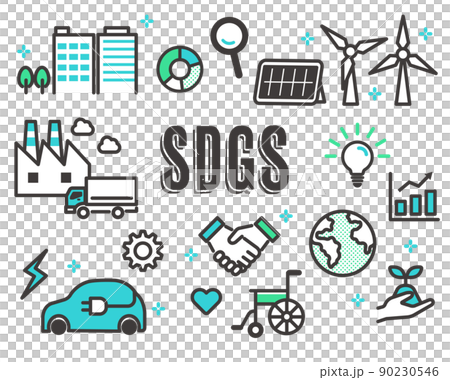 脱炭素やSDGsに関するアイコンのベクターイラスト素材／エコ／サステナブル 90230546