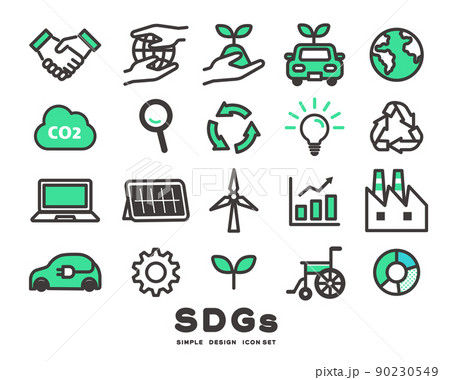 脱炭素やSDGsに関するアイコンのベクターイラスト素材／エコ／サステナブル 90230549