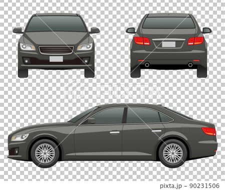 3方向から見た車のイラスト(セダン_02) 3方向から見た車のイラスト(セダン_02) 90231506
