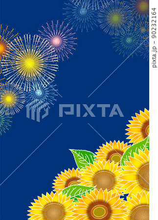 ひまわり 花火 夏 背景のイラスト素材 [90232164] - PIXTA