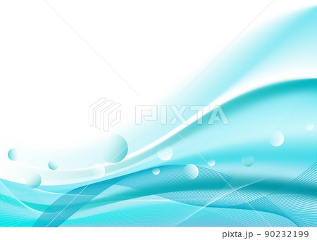 涼しげな青緑系の波ライン背景 90232199