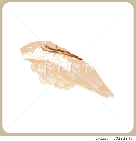 手描き厚塗り水彩の鯛の昆布締め寿司イラスト 手描き厚塗り水彩の鯛の昆布締め寿司イラスト 90232346