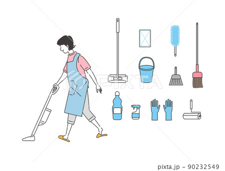 掃除機をかける女性 90232549