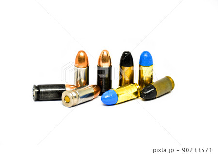 9mm pistol bullets and automatic gun. 9mm pistol bullets and automatic gun. 90233571