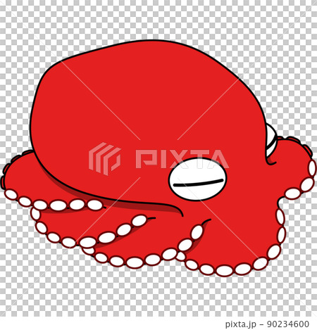 眠っているタコのイラスト(アウトラインあり) 眠っているタコのイラスト(アウトラインあり) 90234600