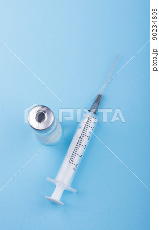 syringe on the table, medical supplies are on the table 90234803