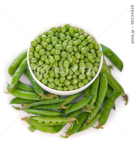 Fresh peas isolated on the white background Fresh peas isolated on the white background 90234826