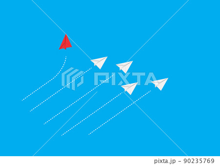 Vector illustration of red paper plane with white path on blue background Vector illustration of red paper plane with white path on blue background 90235769