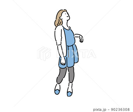 風に吹かれて気持ちが良さそうな女性 90236308