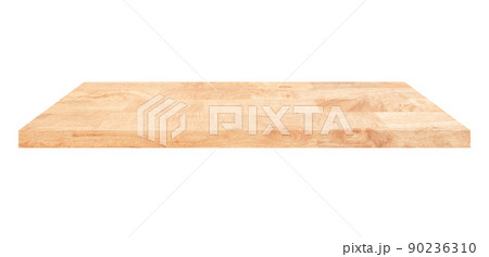 Wooden shelf on isolated white background Wooden shelf on isolated white background 90236310