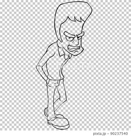 細長的卡通男性插圖線條畫憤怒 細長的卡通男性插圖線條畫憤怒 90237540