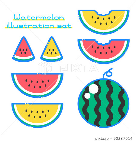 ポップでキュートなスイカのイラスト ポップでキュートなスイカのイラスト 90237614