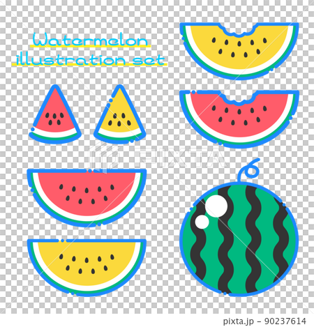 ポップでキュートなスイカのイラスト ポップでキュートなスイカのイラスト 90237614
