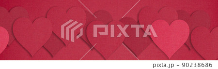 Red paper hearts on red background. Valentine's day concept Red paper hearts on red background. Valentine's day concept 90238686