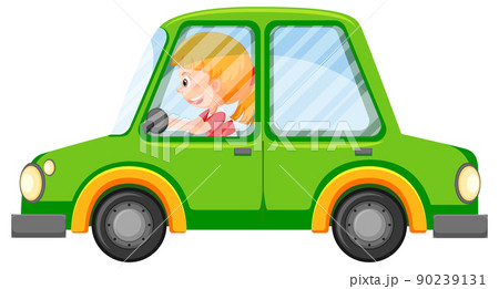 Driver girl in a car cartoon 90239131