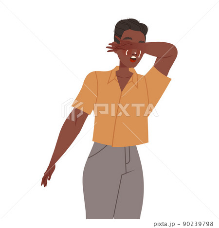 Man Character Crying, Weeping and Sobbing from Sorrow and Grief Feeling Sad and Upset Vector Illustration 90239798
