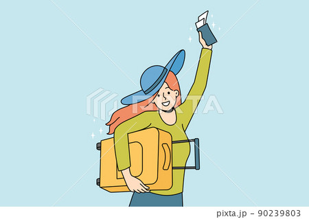 Overjoyed woman excited about summer vacation  90239803