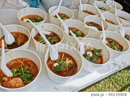 Thai style Fish Maw sticky soup with chicken piece and small egg Thai style Fish Maw sticky soup with chicken piece and small egg 90239908