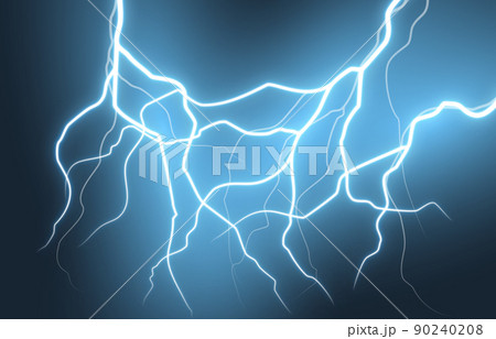 lightning strike on black background 90240208