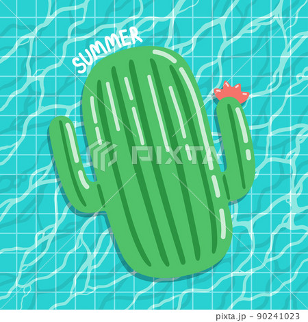 Rubber ring floating on water in pool, vector 90241023