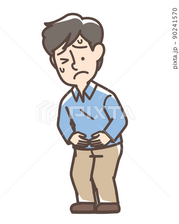 お腹が痛そうな男性 お腹が痛そうな男性 90241570