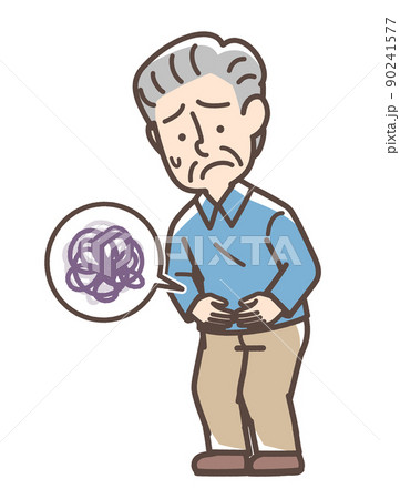 お腹が痛そうなおじいさん お腹が痛そうなおじいさん 90241577