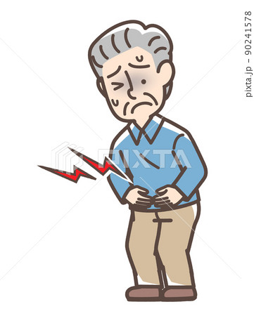 お腹が痛そうなおじいさん お腹が痛そうなおじいさん 90241578