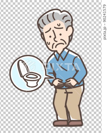 お腹が痛そうなおじいさん 90241579