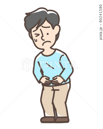 お腹が痛そうな男性 90241580