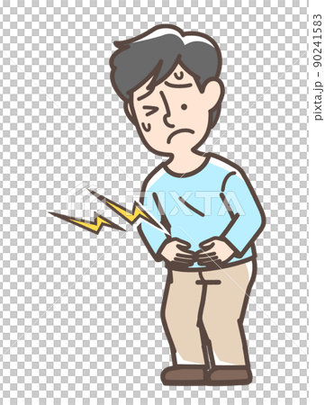 A man who seems to have a stomachache A man who seems to have a stomachache 90241583