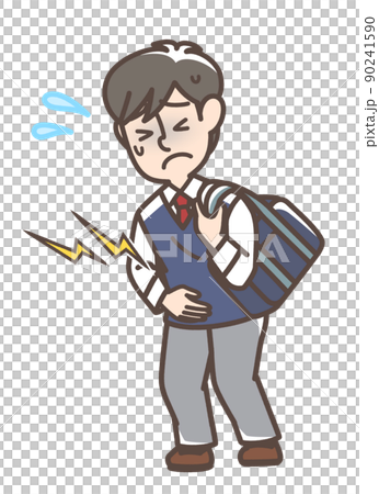 Male student who seems to have a stomachache 90241590