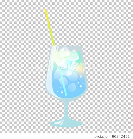 シンプルなトロピカルドリンクのイラスト素材(水色系) シンプルなトロピカルドリンクのイラスト素材(水色系) 90242491