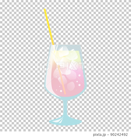 シンプルなトロピカルドリンクのイラスト素材（ピンク系） 90242492
