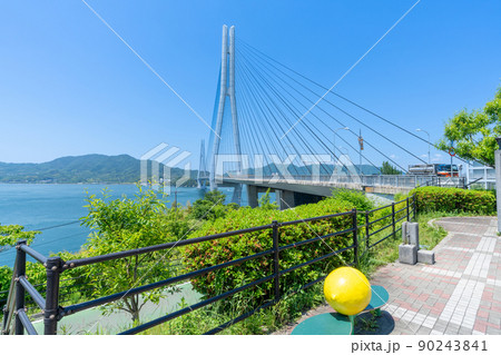 《広島県》レモン谷の風景・レモン谷付近から撮影した風景_多々羅大橋・しまなみ海道 90243841