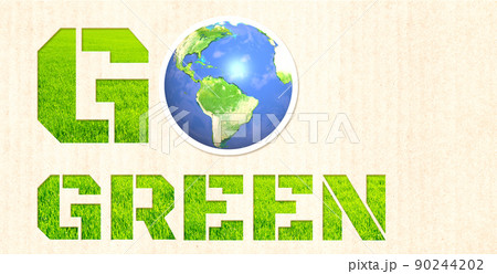 Ecology and zero waste concept. Earth planet and nature resource on cardboard texture 90244202