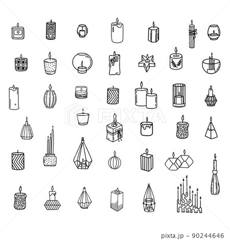 collection of doodle icons of assorted candlesticks collection of doodle icons of assorted candlesticks 90244646