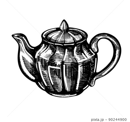 Sketch of teapot Royalty Free Vector Image - VectorStock