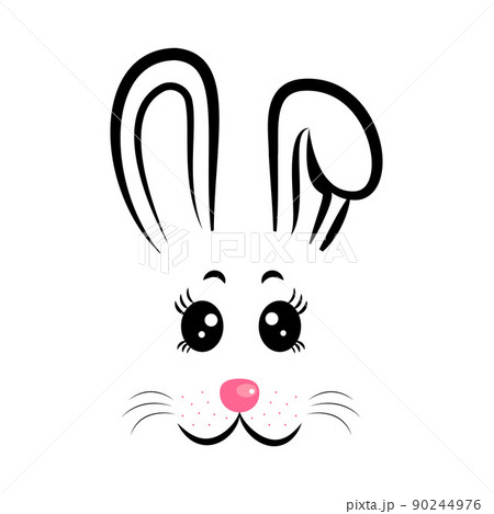 Kawaii Rabbit face.Rabbit symbol of 2023 year.Vector illustration  90244976