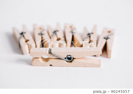 Set of clothespins isolated on white background 90245057