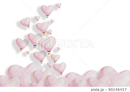 Watercolor painting of love and valentine day with heart baloon. Watercolor painting of love and valentine day with heart baloon. 90246457